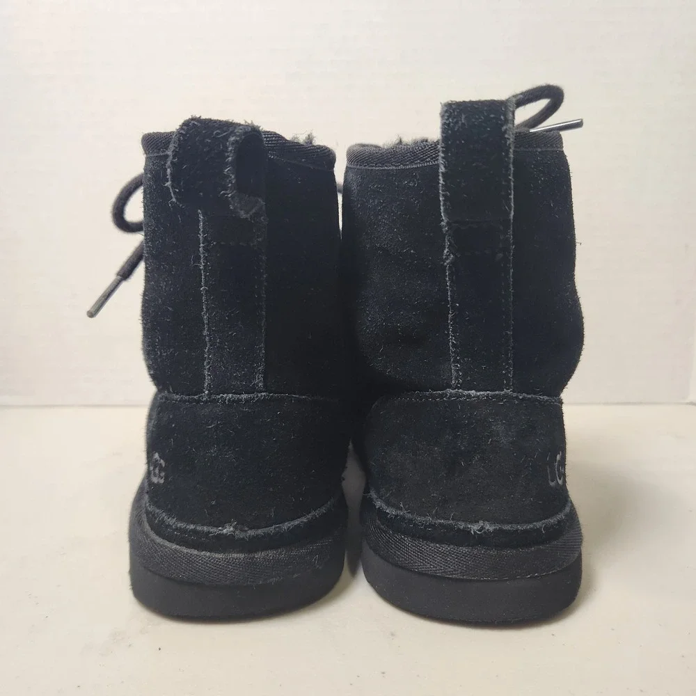 Ugg Neumel High Chukka Boots Men's 6 Black Suede Sheepskin‎ Ankle Lace Up